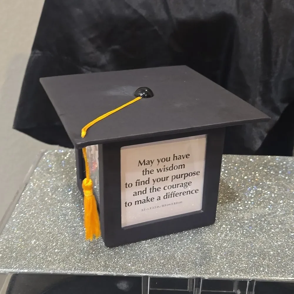 At Home 4-Sided Top Open Graduation Cap Photo Frame with Tassel